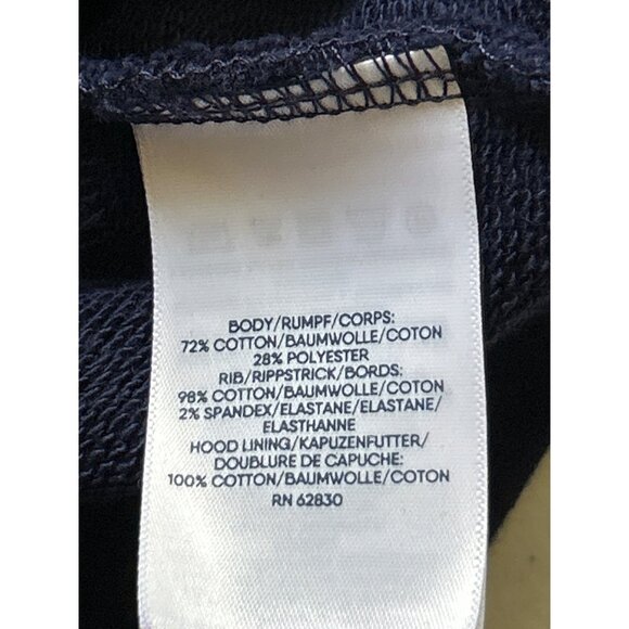 Lands End Womens Serious Sweats Navy Hoodie Pullover M 10-12 Plaid Lined Hood - Picture 5 of 8